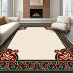Crimson Green Gold Floral Border Rug