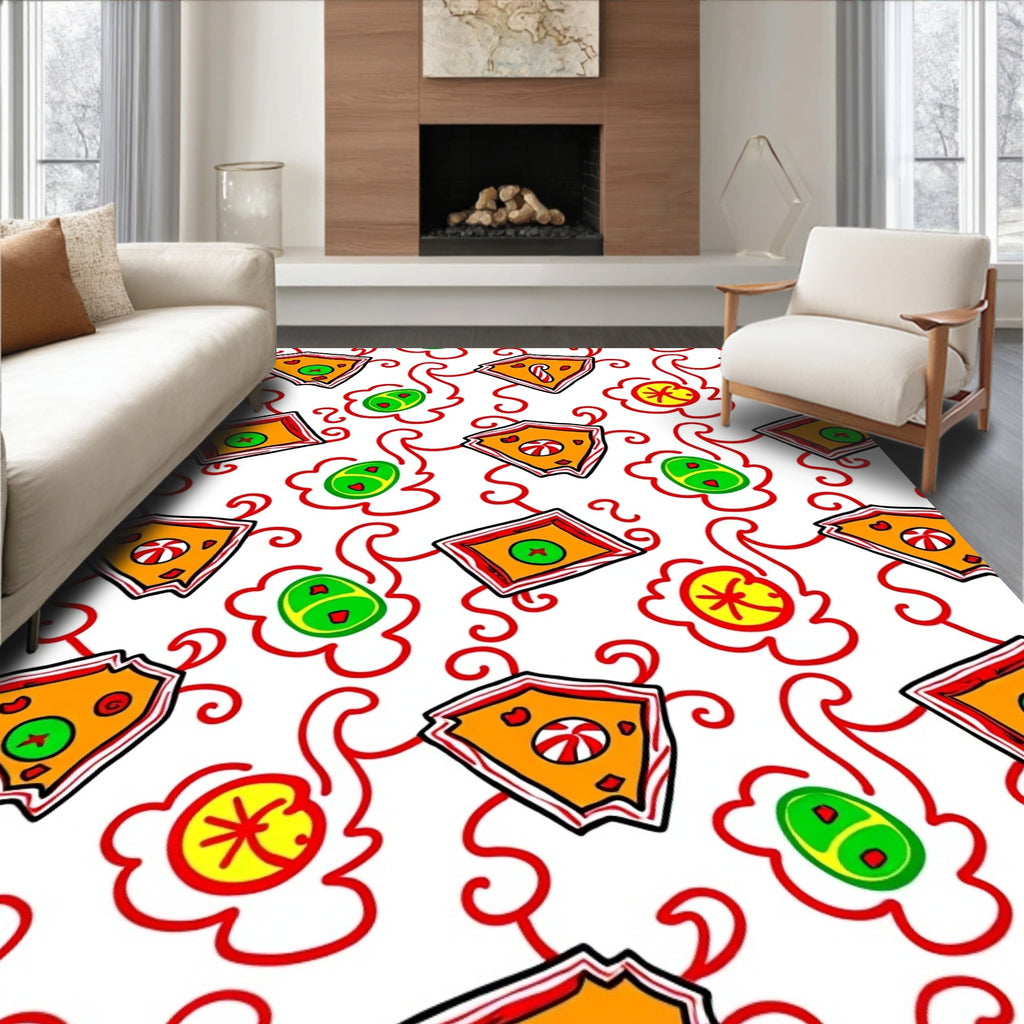 Whimsical Candy Cane Ornament Swirl Rug