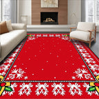 Red Holly Snowflake Border Rug