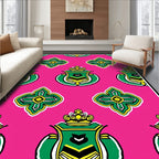 Bright Pink Green Laurel Crest Rug