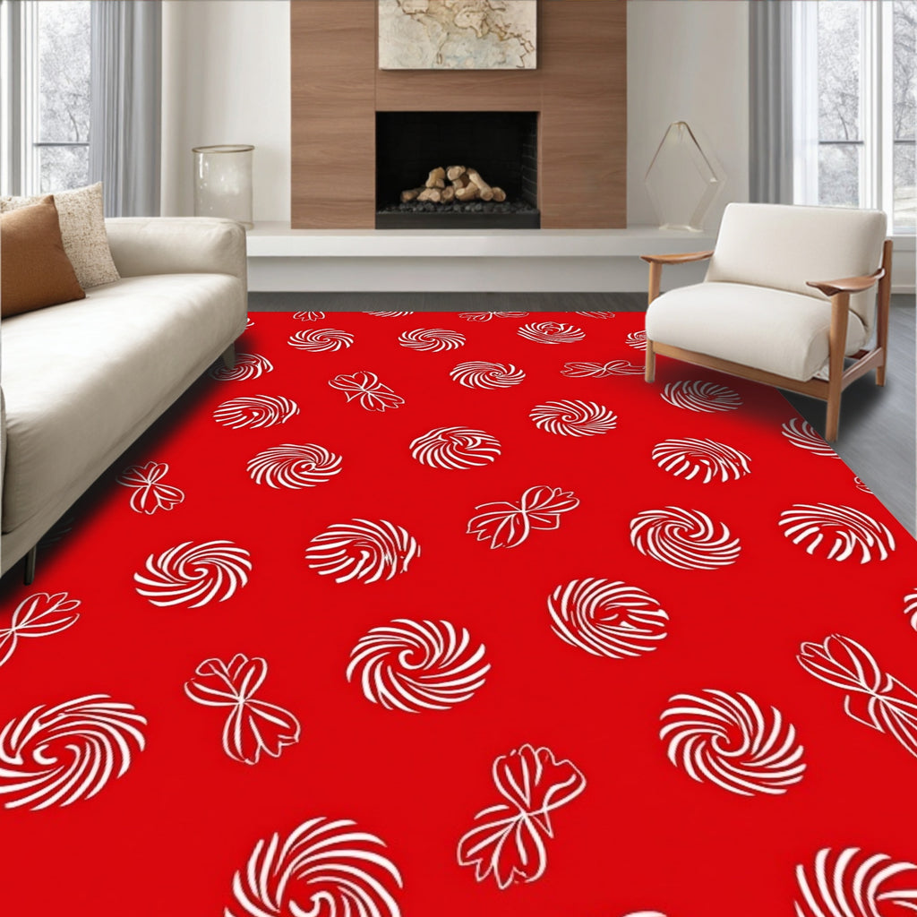Crimson Swirl Bow Scatter Rug