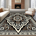Ornate Ivory and Peach Medallion Rug