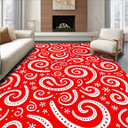 Crimson Swirl Snowflake Snowfall Rug