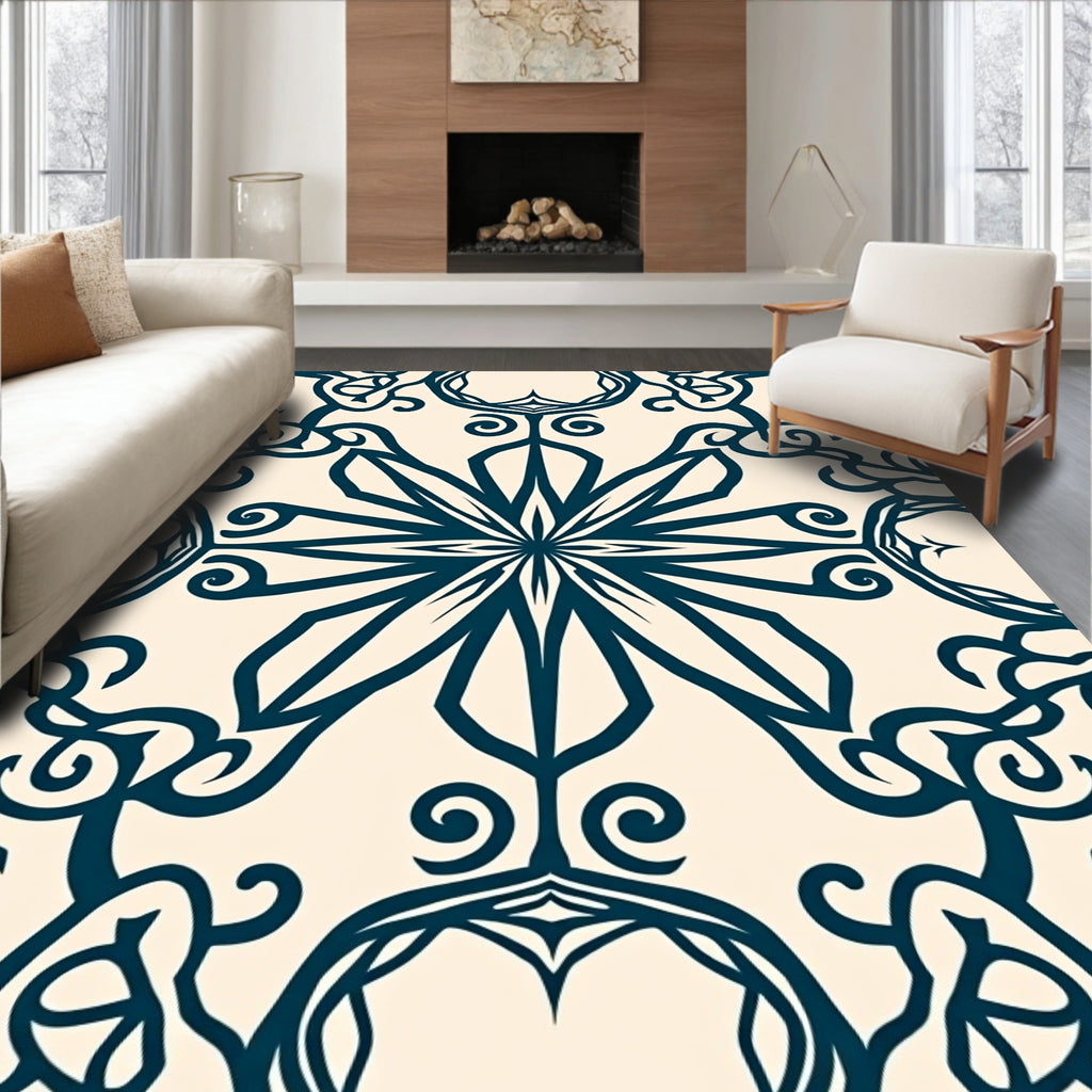 Navajo Teal Floral Scroll Rug