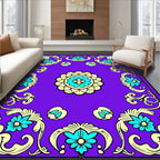 Vivid Purple Floral Medallion Area Rug