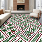 Emerald Green Botanical Lattice Rug