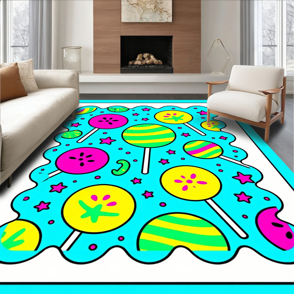 Lollipop Starburst Cyan Candy Collection Rug