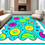 Lollipop Starburst Cyan Candy Collection Rug