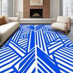 Modern Blue White Geometric Illusion Rug