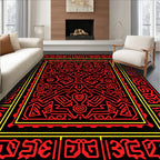 Bold Red Abstract Geometric Frame Rug