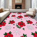 Red Poppy Snowflake Garden Rug