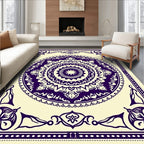 Deep Purple Mandala Medallion Cream Rug