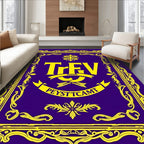 Ornate Yellow Bordered Royal Purple Rug
