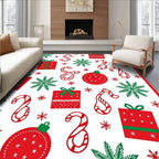 Holiday Red Green Gift Candy Snowflake Rug