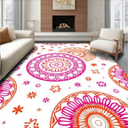 Vibrant Pink Orange Mandala Blooms Rug