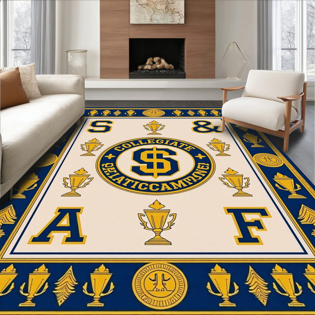 Collegiate Emblem Trophy Lettering Accent Rug