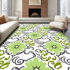 Light Green Daisy Swirl Arrangement Rug
