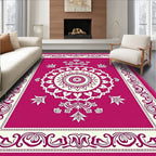 Bold Magenta Medallion Floral Border Rug