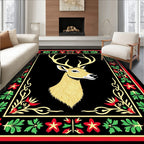 Golden Deer With Red Green Border Rug