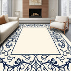 Navy Blue Ornate Floral Arch Rug