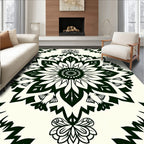 Black Ivory Floral Mandala Medallion Rug