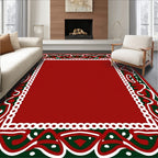 Crimson Bordered Emerald Swirls Rug