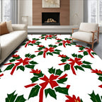Holiday Red Holly Leaf Wreath Rug