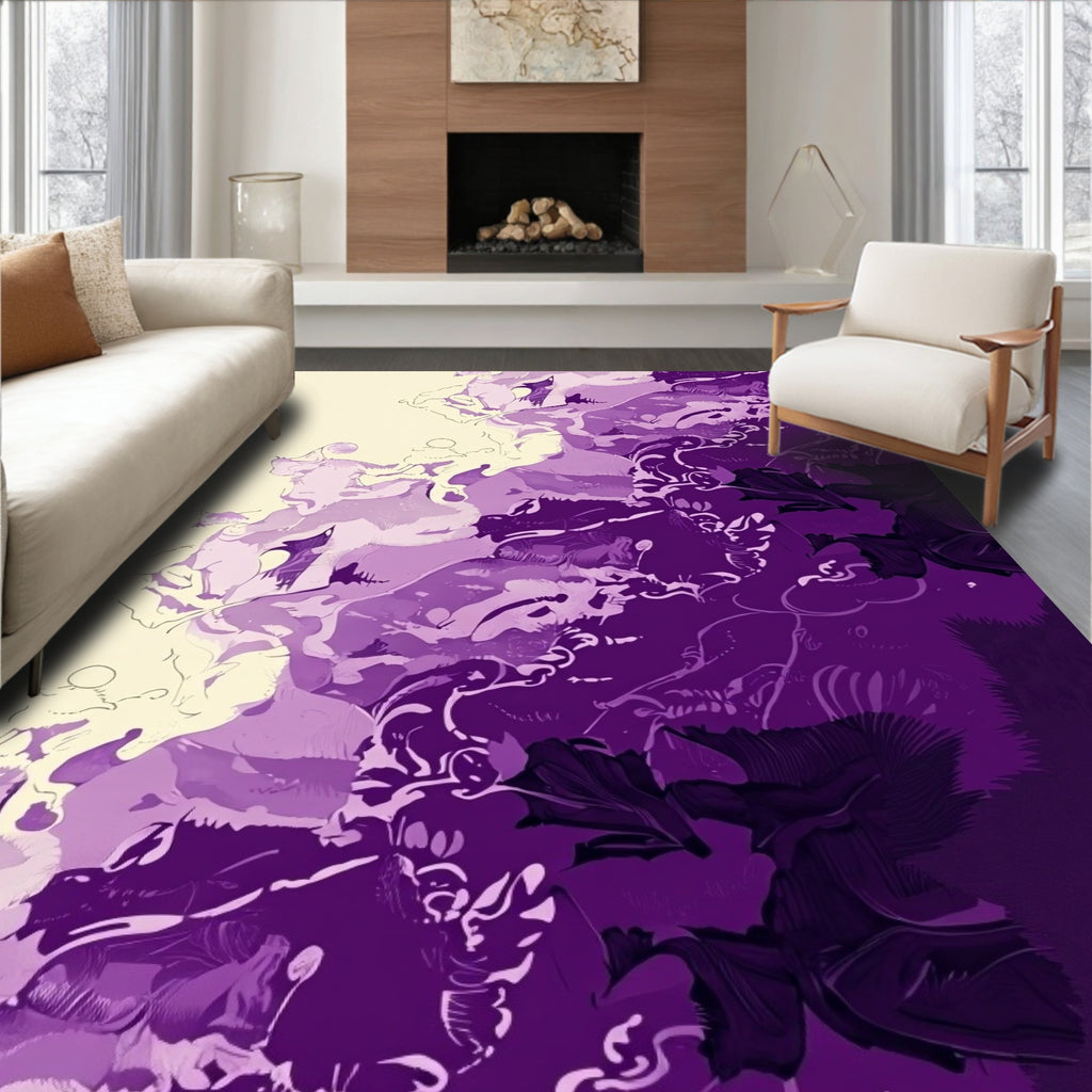 Amethyst Amorphous Floral Swirl Rug