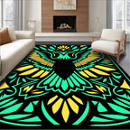 Striking Emerald Yellow Eagle Graphic Rug