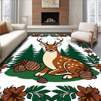 Whimsical Forest Deer Woodland Border Rug