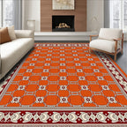 Vibrant Orange Geometric Lattice Rug