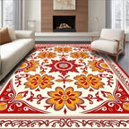 Crimson Gold Floral Medallion Rug