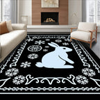 Winter Rabbit Snowflake Border Rug