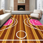Courtside Pink Geometric Wood Grain Rug