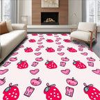 Sweet Pink Hearts Strawberry Apples Rug