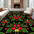 Festive Red Holly Berry Mandala Rug