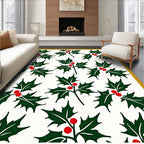 Traditional Green Red Holly Cluster Rug