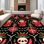 Red Sloth Christmas Ornament Black Rug