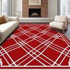 Bold Red White Intersecting Lines Rug