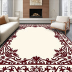 Crimson Floral Border Frame Rug