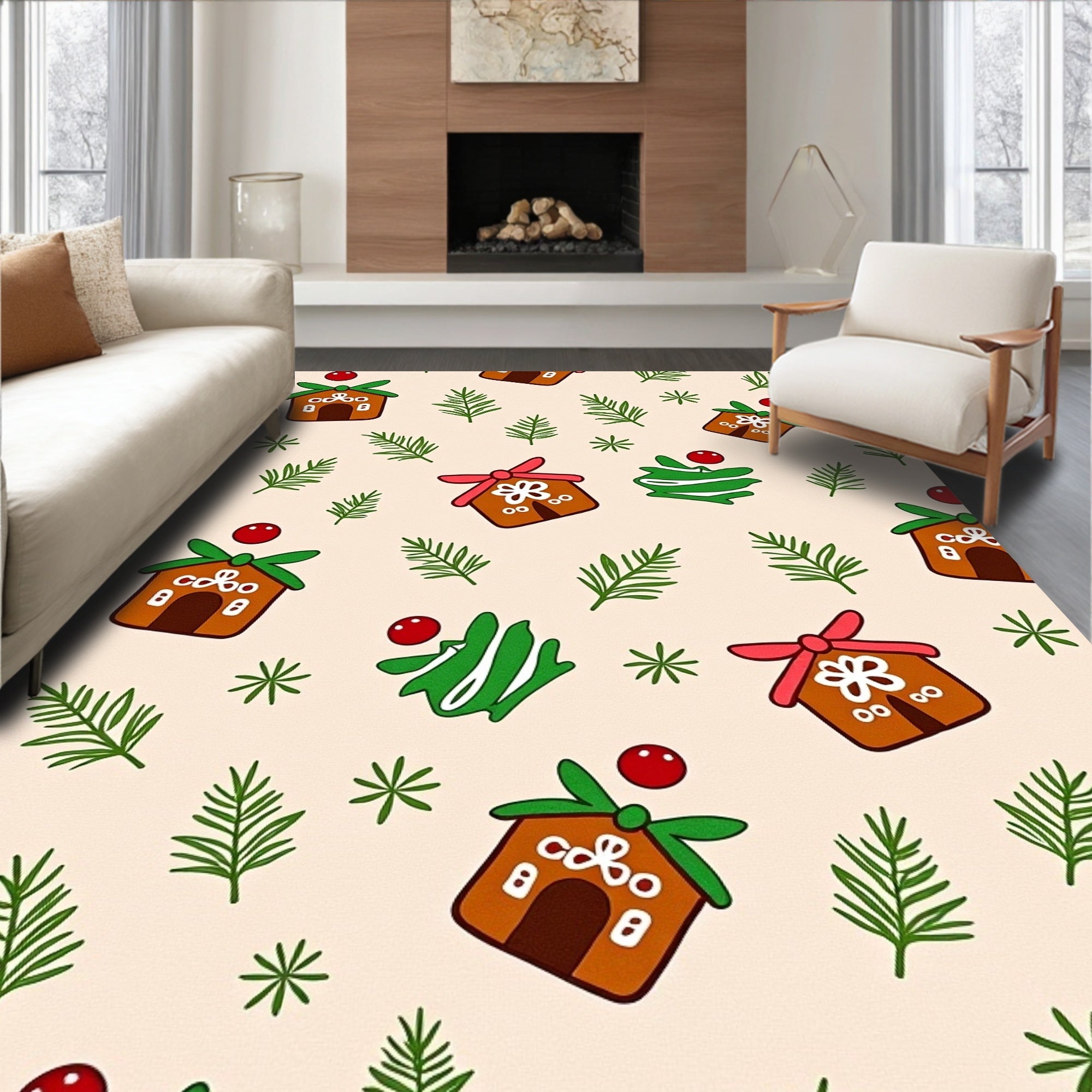 Gingerbread House Holiday Forest Whimsy Rug
