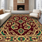 Crimson Gold Green Ornate Floral Rug