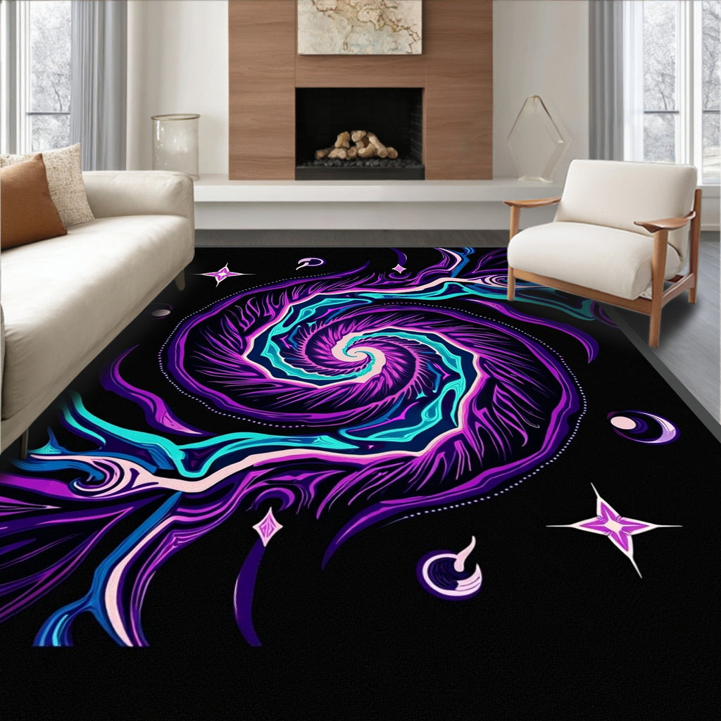 Vibrant Purple Cosmic Swirl Rug