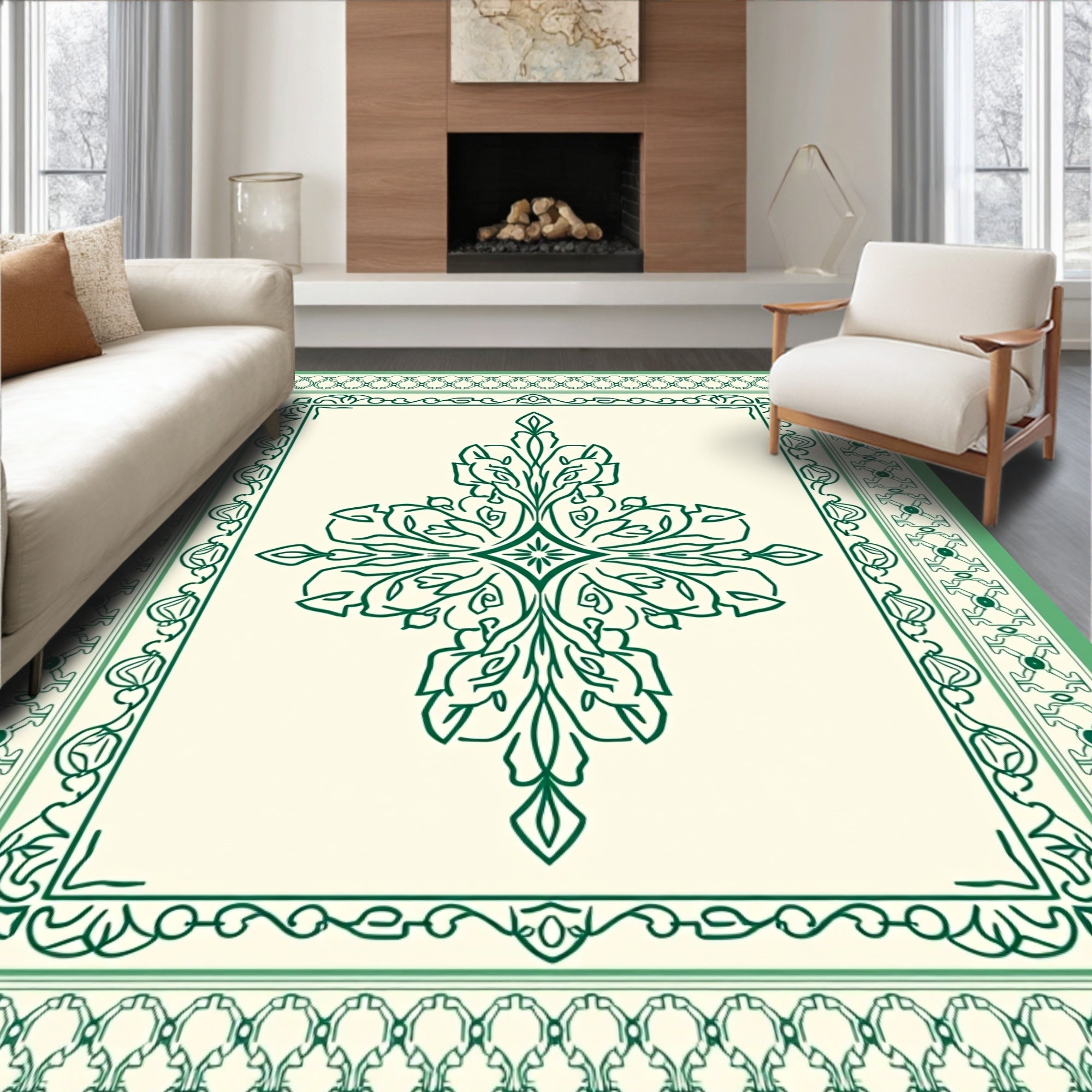Ornate Verdant Botanical Flourish Rug
