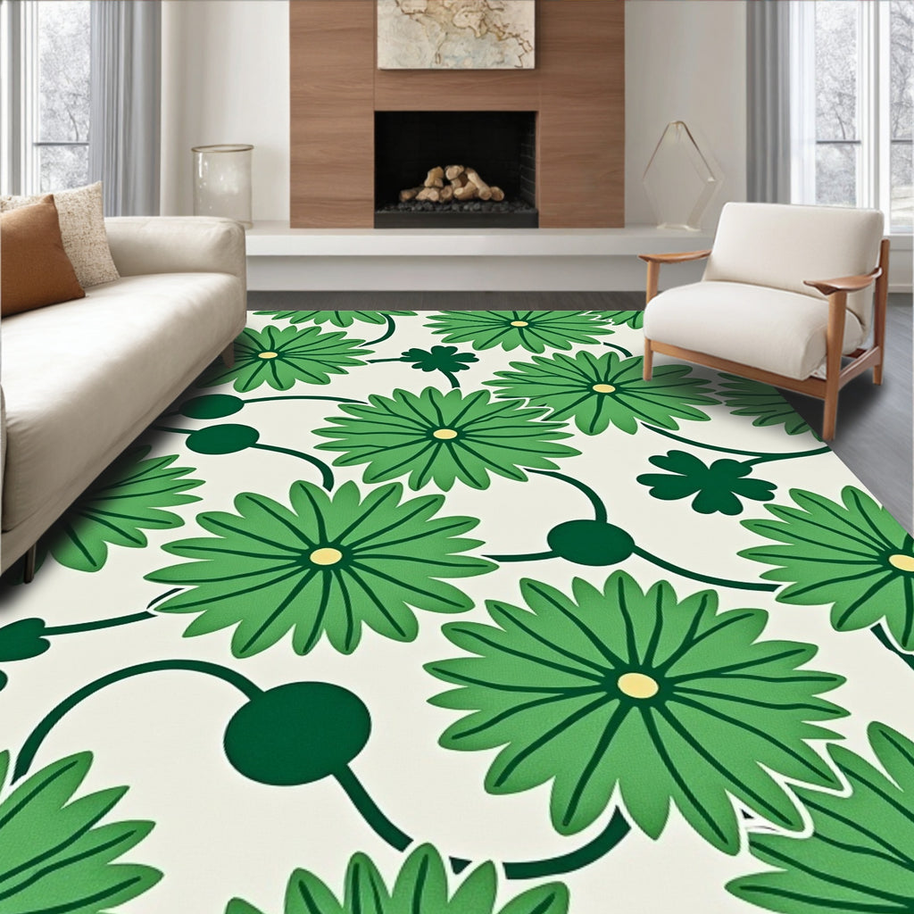 Lush Green Daisy Vine Rug