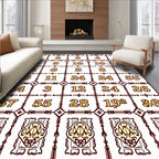 Classic Crimson Tiled Number Grid Rug