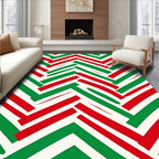 Bold Red Green Chevron Zigzag Rug