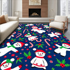 Festive Snowman Candy Cane Holly Rug