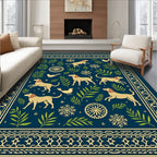 Golden Dogs Evergreen Branch Navy Rug