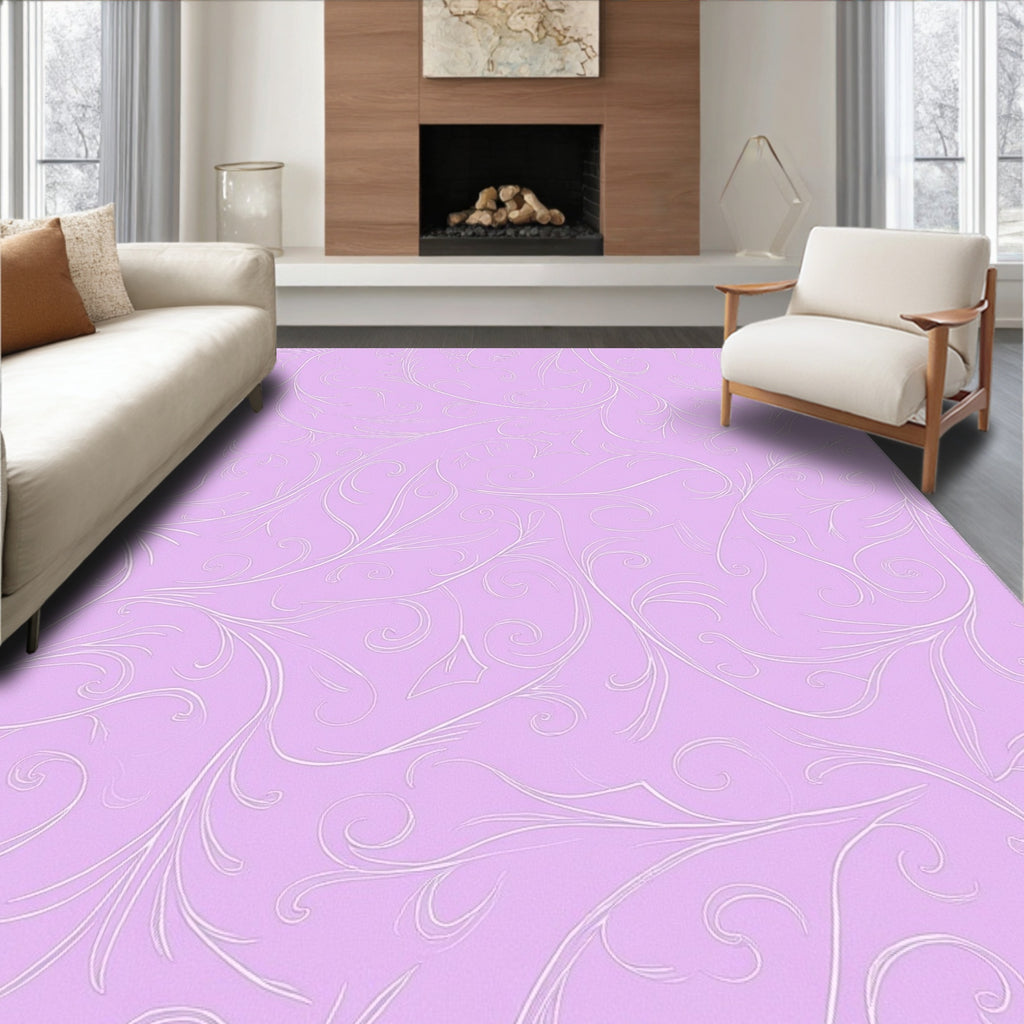 Lavender White Swirl Vine Rug